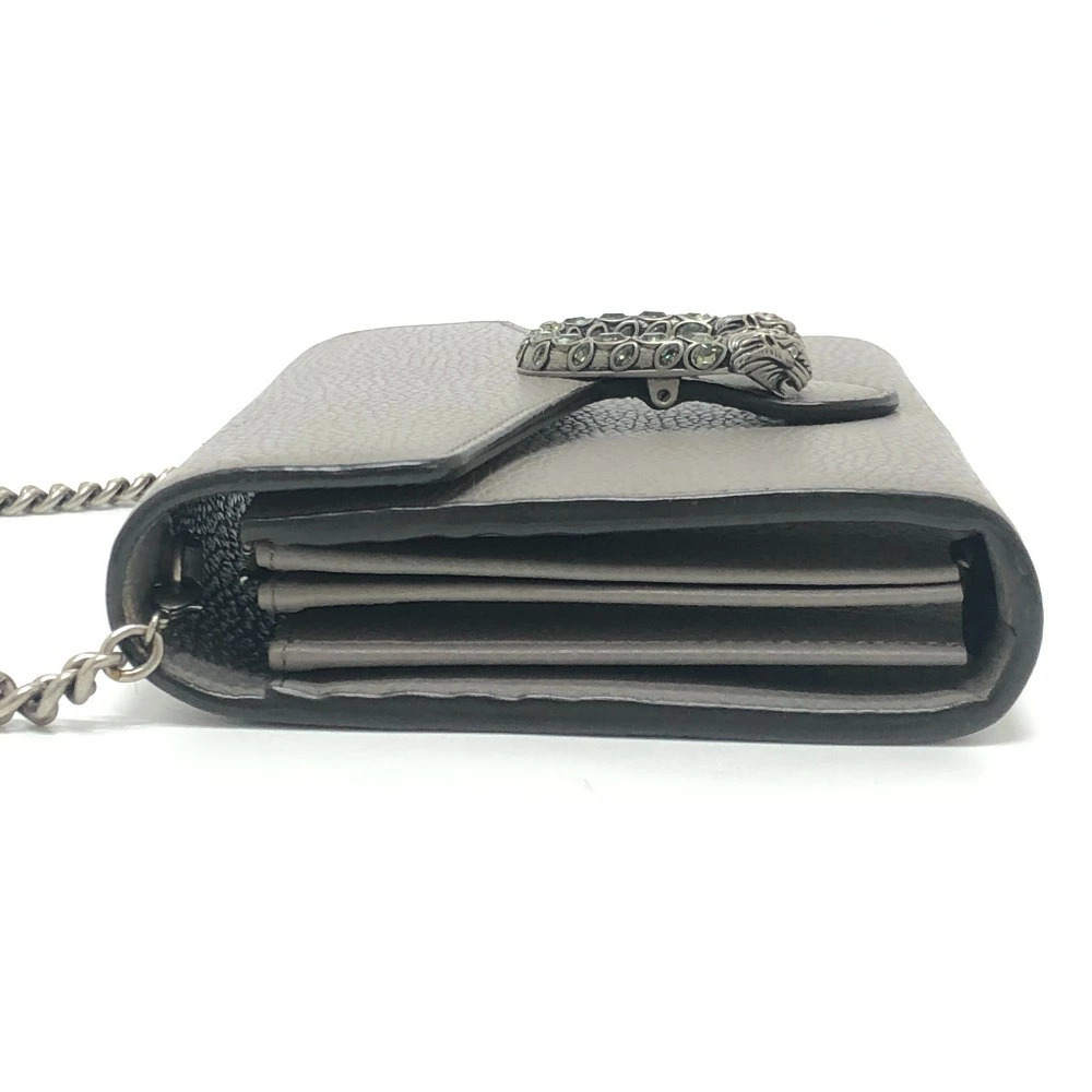 GUCCI Dionysus Bag Chain Wallet Crossbody Shoulder Leather Gray - Picture 3 of 15